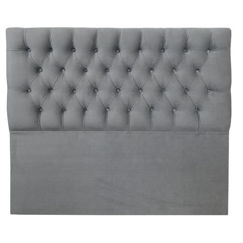 Respaldo Capitoné Premium Felpa Gris Plata - 1 Plaza-0