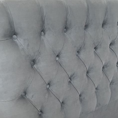 Respaldo Capitoné Premium Felpa Gris Plata - 1 Plaza-1