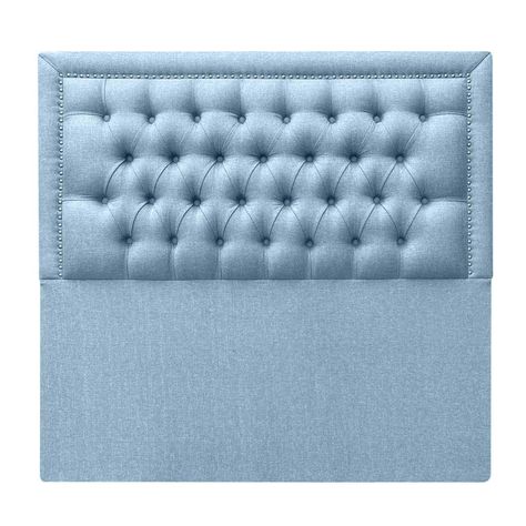 Respaldo Capitoné Frame Tachas Queen Lino Celeste-0