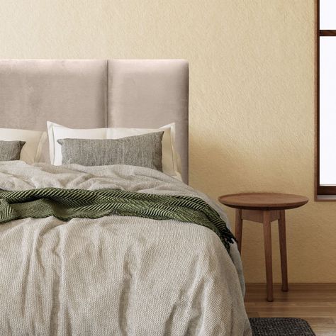 Respaldo de Cama Block Felpa Beige 2 Plazas-0