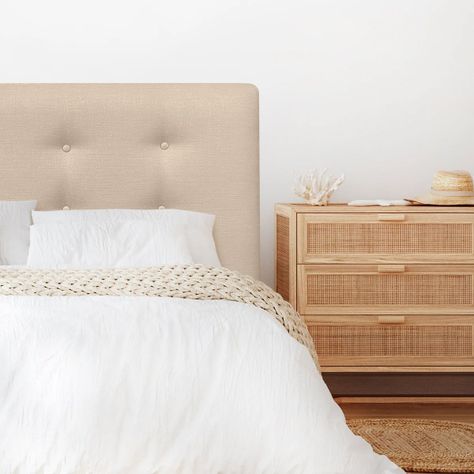 Respaldo de Cama Botoné Premium Lino Crema Queen-0