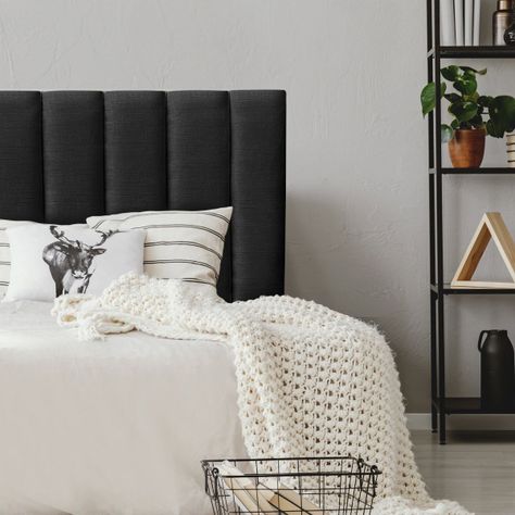 Respaldo de Cama Tubular Vertical Lino Grafito 1,5 Plazas-0