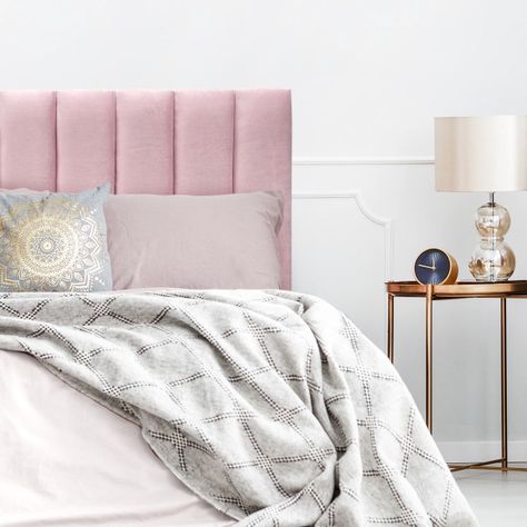 Respaldo de Cama Tubular Vertical Felpa Rosado Claro King-0