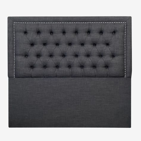 Respaldo de Cama Capitoné Frame Tachas Lino Grafito 1,5 Plazas-1