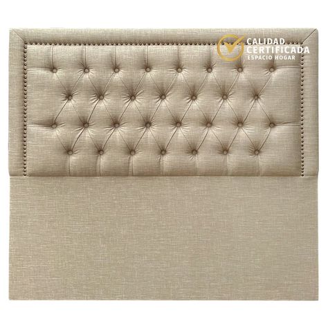 Respaldo Capitoné Frame Tachas Lino Beige - 1.5 Plazas-0