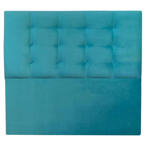 Respaldo Botoné Premium Felpa Turquesa - Queen-0