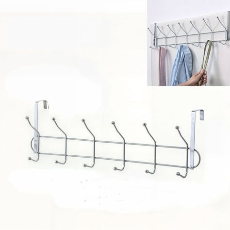 colgadores de ropa 6 ganchos metalicos perchero de puerta acero inox-0