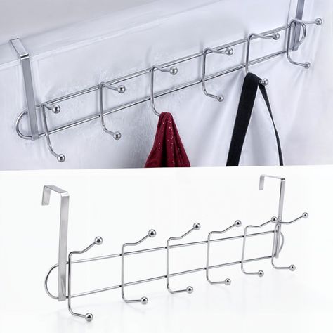 colgadores de ropa 6 ganchos metalicos perchero de puerta acero inox-3