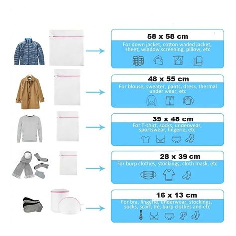 6 bolsas para lavar ropa delicada bolsas para lavar ropa malla lenceria-1
