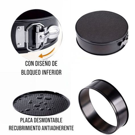 Set 3 moldes desmontables redondo queque antiadherente torta-3