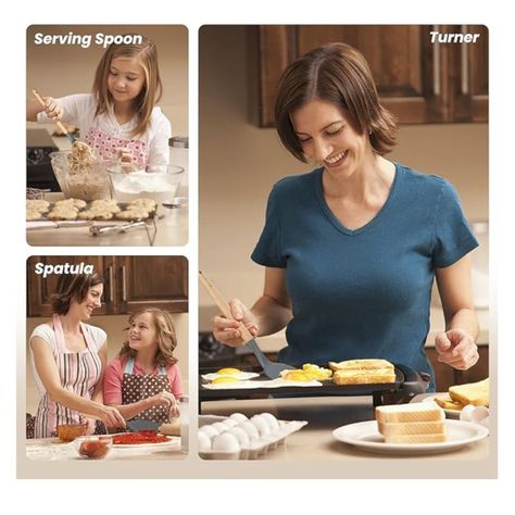 kit 12 utencilios de cocina set cucharones utencilios madera silicona-7