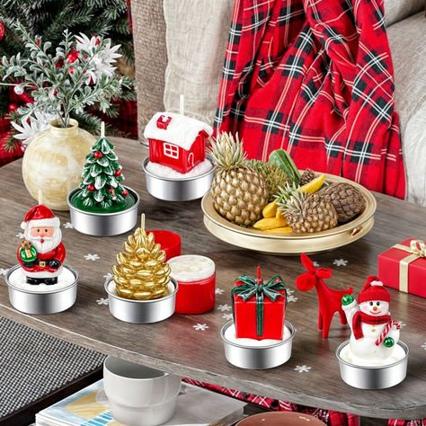 VELAS NAVIDEÑAS ADORNOS NAVIDEÑOS ARBOL VIEJO PASCUERO 4 PCS-2