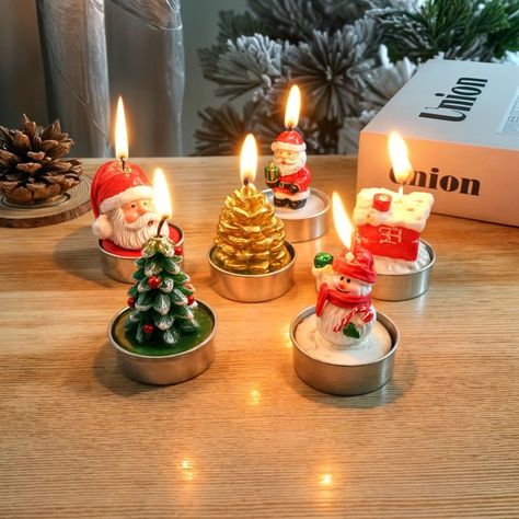 VELAS NAVIDEÑAS ADORNOS NAVIDEÑOS ARBOL VIEJO PASCUERO 4 PCS-5