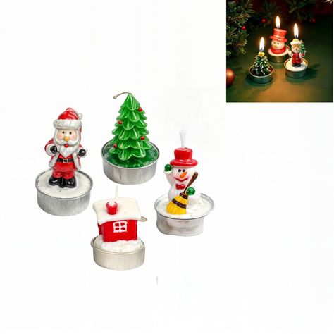VELAS NAVIDEÑAS ADORNOS NAVIDEÑOS ARBOL VIEJO PASCUERO 4 PCS-6