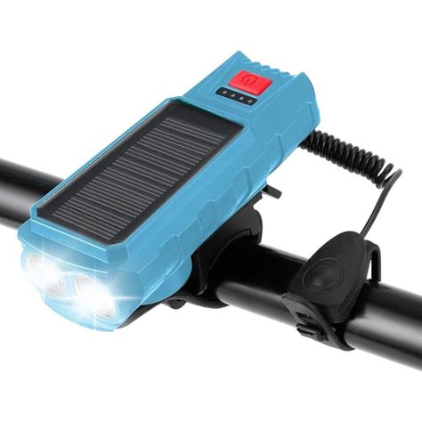 Luz Solar Bicicleta Alta Potencia Con Bocina Recargable-0
