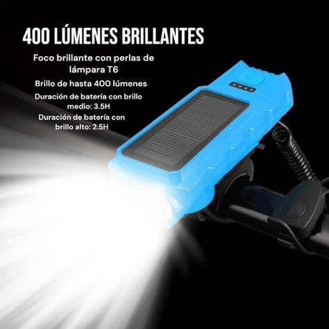 Luz Solar Bicicleta Alta Potencia Con Bocina Recargable-1