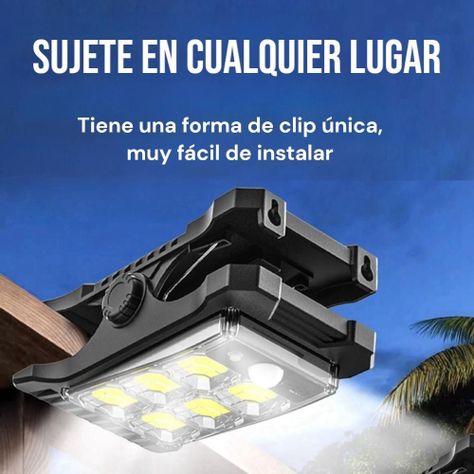 Foco Solar Led Con Pinzas Exterior Portátil Recargable -1