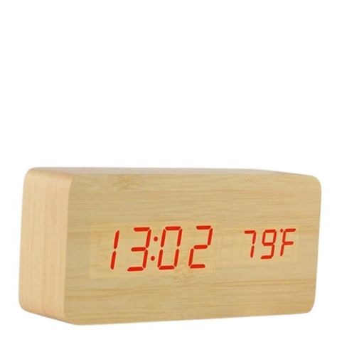 Reloj Despertador Digital Led Tipo Madera Decorativo A Pilas y USB R  -0