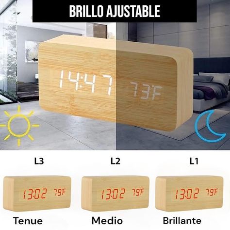 Reloj Despertador Digital Led Tipo Madera Decorativo A Pilas y USB R  -1