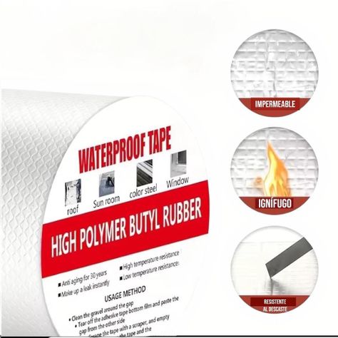 Cinta Tapagoteras Para Techo Adhesiva Impermeable 5 cm x 5 Metros-1