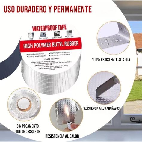 Cinta Tapagoteras Para Techo Adhesiva Impermeable 5 cm x 5 Metros-2