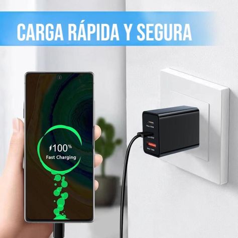 Cargador 150w Carga Rápida 1 USB-A y 2 USB-C-1