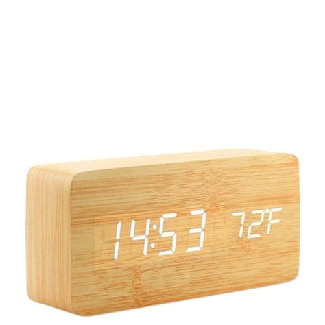 Reloj Despertador Digital Led Tipo Madera Decorativo A Pilas y USB B-0