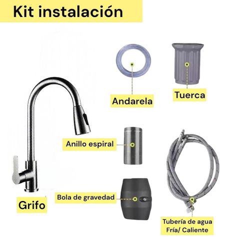 Llave Lavaplatos Monomando Acero Inoxidable Extraíble -4