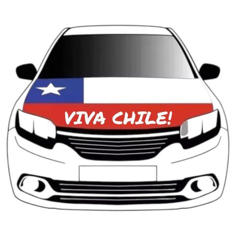 Bandera Chilena Cubre Capot Estándar Con Viva Chile-0