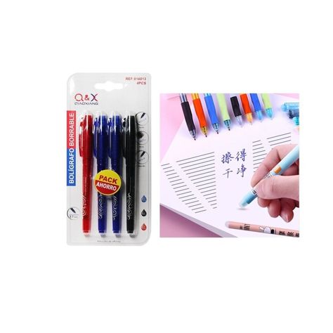2316 Bol¨ªgrafo De Gel Totalmente Absorbible Y Borrable 4Uds2 Azul 1 Negro 1 Rojo-0