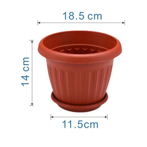 Macetero Elegante H148-2002 con Plato Base – Diámetro 18.5 cm, Alto 14 cm, Base 11.5 cm-1