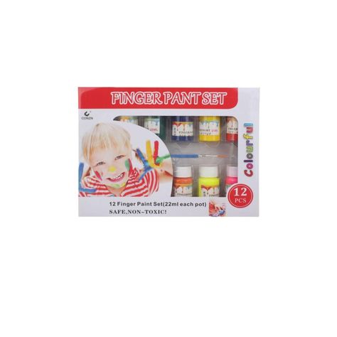 12 Piezas De Pintura Con Dedos De 24 G + Caja De Color De Pincel-0