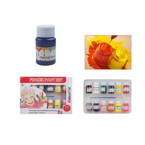 12 Piezas De Pintura Con Dedos De 24 G + Caja De Color De Pincel-1