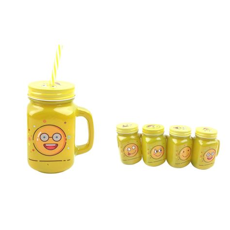 Media Mascarilla Amarilla Nº7 Gorro Amarillo + Pajita 10,5 (7,7)*13,4 cm/500 ml-0
