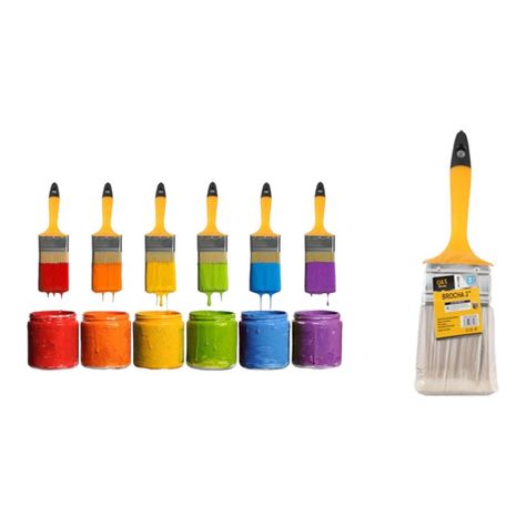 Pincel De Pintura Pet Con Cola Negra Y Mango De Pl¨¢stico Amarillo De 2,5 Pulgadas-0