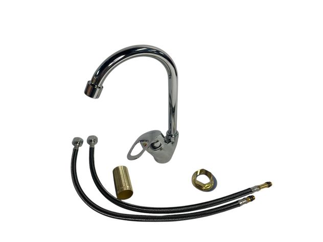Grifo Monomando para Cocina tipo Cisne Acero Inoxidable -Alday-5