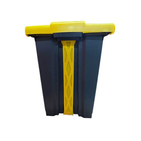 Basurero Contenedor de Basura de 50 Litros con Pedal - Gris y Amarillo-2