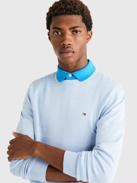 Sweater Básico Signature C-Neck Celeste Tommy Hilfiger-3