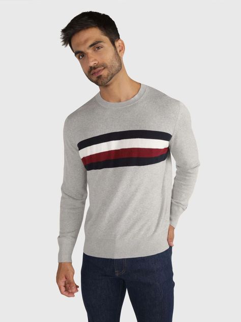 Sweater Structure Stripe Gris Tommy Hilfiger-0