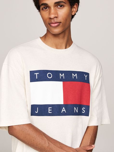 Polera Melange Flag Relaxed Fit Beige Tommy Hilfiger-3