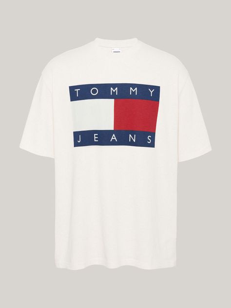 Polera Melange Flag Relaxed Fit Beige Tommy Hilfiger-4