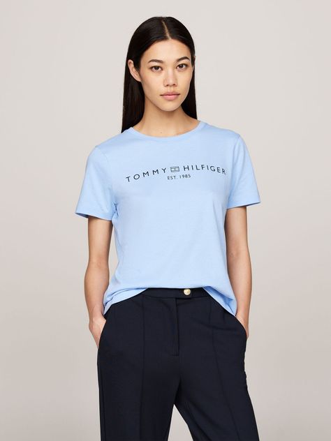 Polera Signature Con Logo Celeste Tommy Hilfiger-0