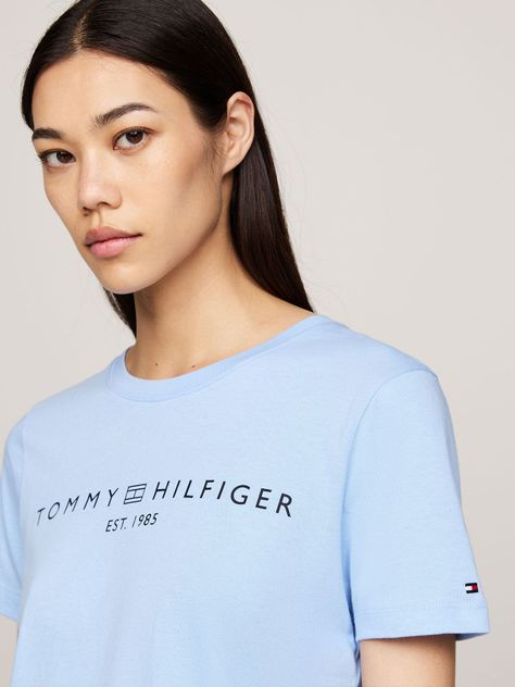 Polera Signature Con Logo Celeste Tommy Hilfiger-3