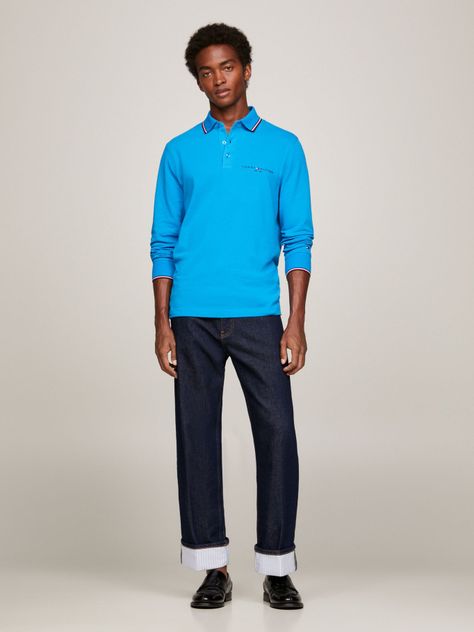 POLO SOLID CUELLO RIBETEADO CELESTE TOMMY HILFIGER-1