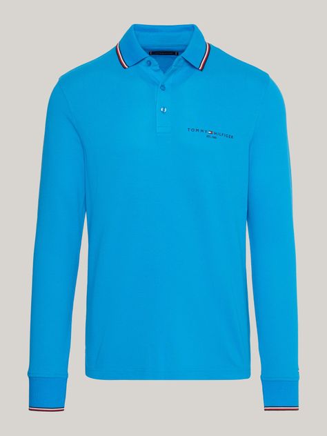 POLO SOLID CUELLO RIBETEADO CELESTE TOMMY HILFIGER-4