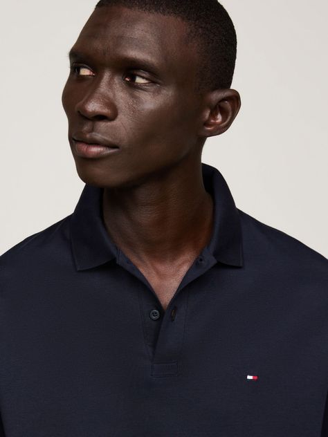 Polo Liquid Cotton Con Logo Azul Tommy Hilfiger-3