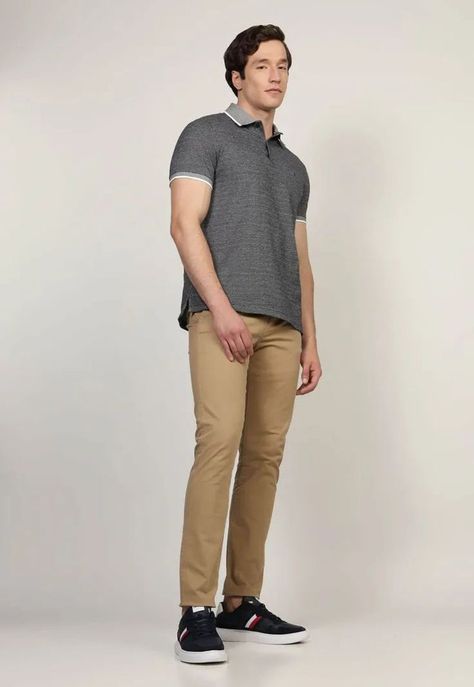 Polo Inter Micropatern Regular Fit Gris Tommy Hilfiger-1