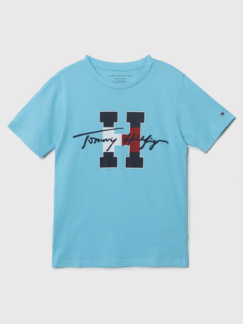 Polera Signature Logo Celeste Tommy Hilfiger-0