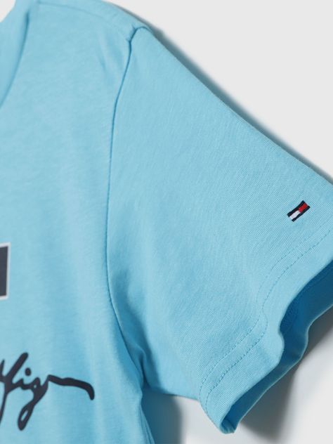 Polera Signature Logo Celeste Tommy Hilfiger-3