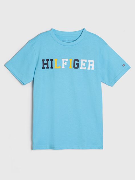 Polera De Niño Logo Multicolor Celeste Tommy Hilfiger-0
